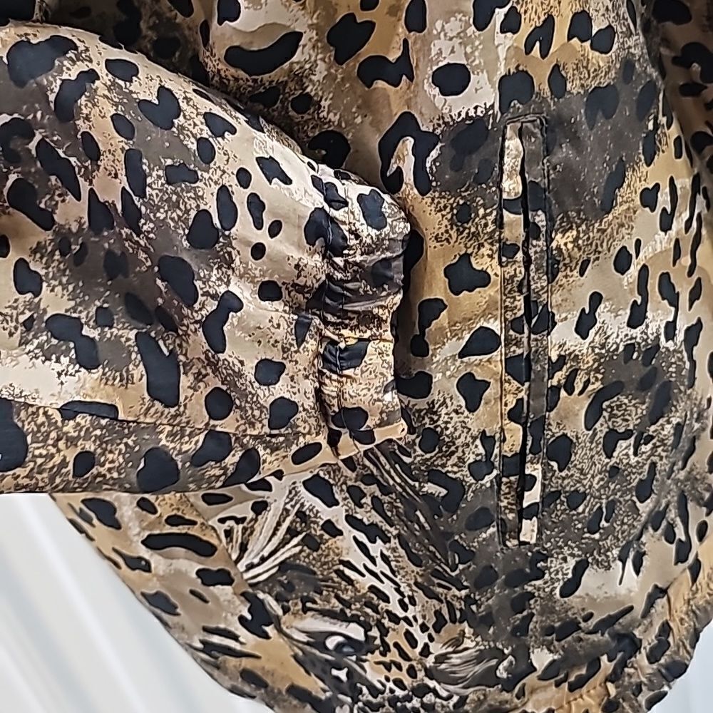 Vintage Cheetah Print Bomber Jacket, Size Medium, Silk - Picture 6 of 9